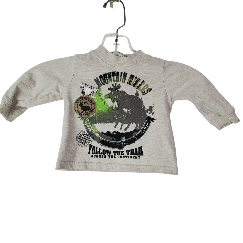 Baby Rebels Infant Boys Beige Long Sleeve Shirt Size 6-9M Moose Outdoor Camping